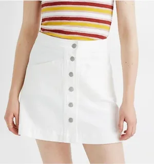 Madewell Stretch Denim A-Line Jean Mini Skirt AF059 V Front in White Womens sz 8 thumbnail 1
