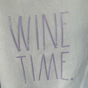 Rae Dunn Cream Hoodie Purple Sequins‎ Size XS Wine Time thumbnail 2
