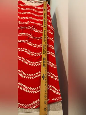 BODEN Talia Red Jersey Dress Leaf Striped Print 3/4 Sleeves Drawstring Waist 8 thumbnail 7