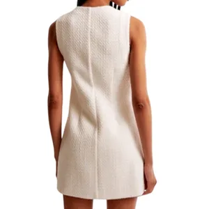Abercrombie & Fitch Mara Tweed Zip-Up Mini Dress Cream Tweed Womens Large thumbnail 8