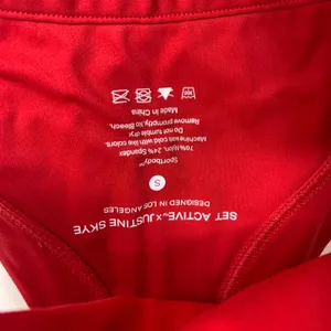 Set Active x Justine Skye Red High Neck Sports Bra Top Womens Small Apple Red thumbnail 6