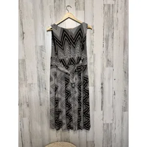 Dressbarn Chevron Empire Waist Midi Dress Womens Plus 20W Sleeveless Stretch thumbnail 3