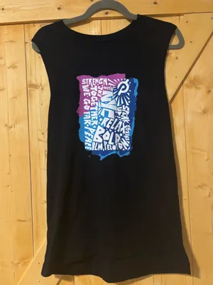 Peloton‎ NYC Graphic Muscle Tank Top Black Size M Words Print Activewear Unisex thumbnail 1