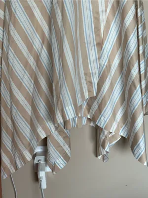 Anthropologie Maeve Asymmetrical Striped Wrap Halter Shirt Dress Size 14 Coastal thumbnail 9