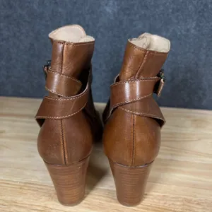 Rive Gauche Firenze Brown Leather Buckle Ankle Boots Made in Italy Size 39 thumbnail 4