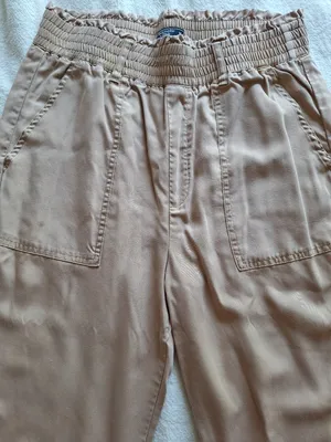 Abercrombie & Fitch 100% Lyocell Tan Paperbag Waist Jogger Pants M thumbnail 2
