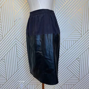 Zara Basic Black Faux Suede Leather Pencil‎ Skirt thumbnail 3