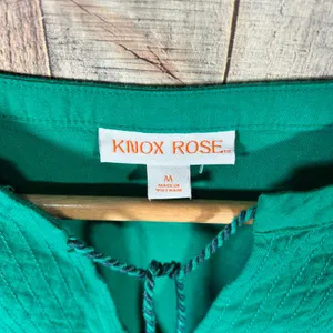 Knox Rose Green Puff Short Sleeve Boho Peasant Dress Size Medium Tassel Pockets thumbnail 4