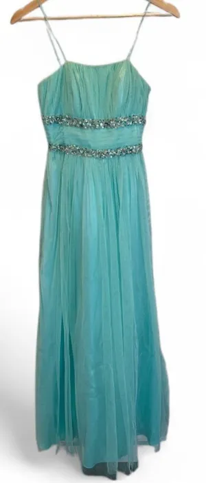 Morgan & Co‎ Turquoise Green Strapless Formal Prom Dress Juniors Sz 1/2 Sequin thumbnail 1