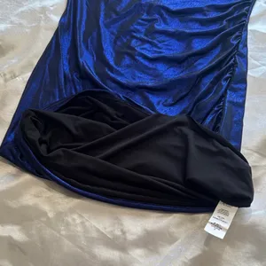 Metallic Blue Dress Y2K 2000s Futuristic Chic Going Out Cocktail Party Mob Wife thumbnail 7