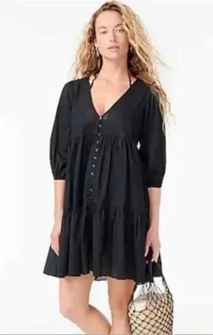 J.Crew Beachwear Button Front Bathing Suit Cover Up L Black thumbnail 1