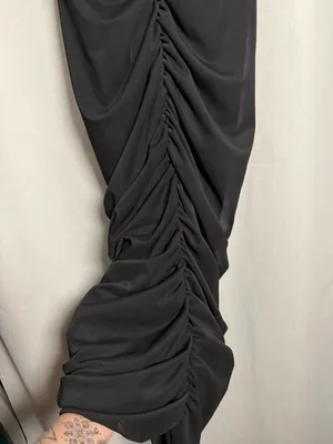 ASOS DESIGN Premium Mesh Bandeau Corset Ruched Black Midi Dress Size US 6 thumbnail 7