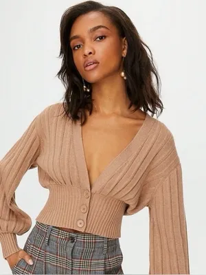 Aritzia Wilfred Plunge Front Cardigan Brown Size Medium thumbnail 1