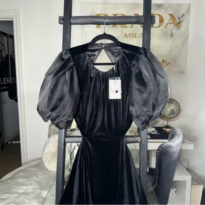Bardot Marina Velvet Backless Mini Dress Black Womens 6 Medium Sheer Sleeves New thumbnail 7