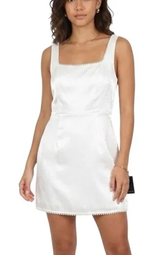 NWT Lulus White Pearl Trim Sleeveless Mini Dress Size Small thumbnail 1
