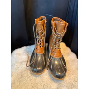 Sporto Arianna Womens Black Tan Faux Fur Lined Lace Up Duck Boots Size 8M thumbnail 6