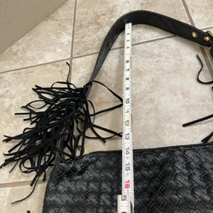 Faux Suede Fringe Rhinestone black Shoulder Bag boho tassels purse tote‎ thumbnail 5