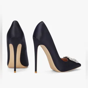 NEW Elisabet Tang Satin Rhinestone Stiletto Pumps Pointed Toe High Heels 4.72” 8 thumbnail 4