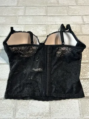 Victoria's Secret Pink Black Lace Corset Bra - Women Intimates Size Small thumbnail 2