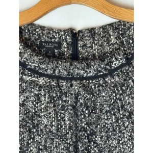 Talbots Dress Women 6‎ Black White Tweed Sheath Knee Length Fringe Neck Preppy thumbnail 7