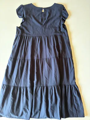 Kirundo Women Small Navy Dress Flowy Tiered Cottagecore Romantic Short Sleeve thumbnail 5