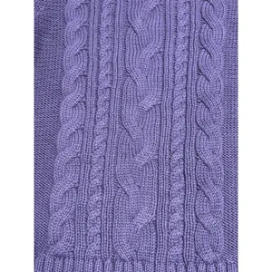 LLBean Royal Purple Cable Knit Long Sleeve Sweater Large thumbnail 5