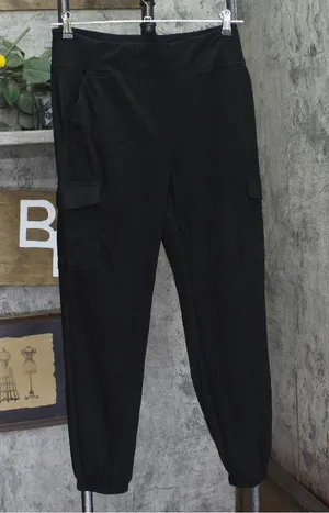 A New Day Womens Relaxed Fit Super Soft Cargo Joggers 88557479 Black L thumbnail 1