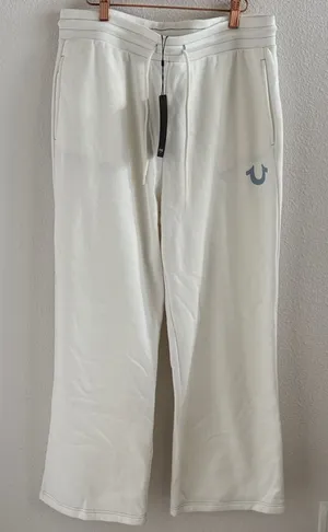 NWT True Religion HS Straight Leg Winter White Sweatpants XL thumbnail 1