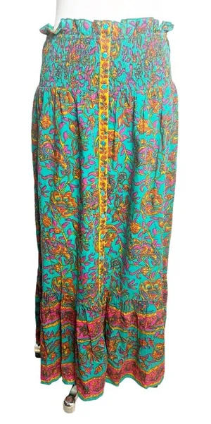 Lola Australia floral boho printed maxi skirt button front‎ sz M thumbnail 1