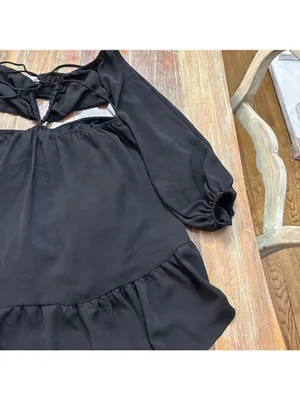 Princess Polly Black Cut Out Mini Dress Size 6 Ruffle Skirt thumbnail 4