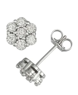 14K White Gold Over Sterling Silver 0.50 CTW Diamond Earrings and Necklace Set thumbnail 3