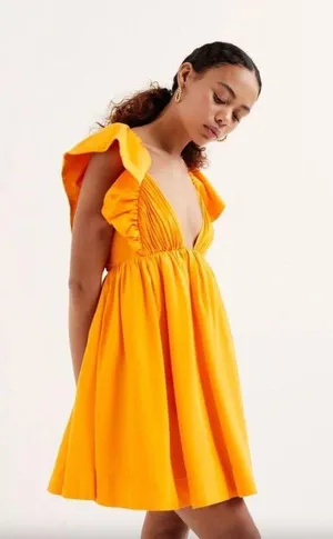 For Love & Lemons Clementine Mini Dress Orange Womens Size Medium thumbnail 4