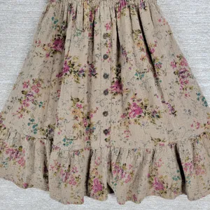 VTG Rachel & Chloe Smocked Dress Womens S Tan Floral Convertible Straps Cottage thumbnail 10