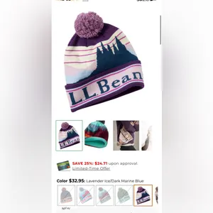 L.L. Bean Colorful Knit Pom Beanie with Logo thumbnail 4