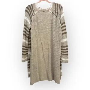 O’Neill Open Front Striped Knit Cardigan Sweater Size Large – Beige/Taupe thumbnail 2