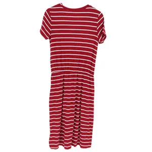 Simier Fariry Red White Striped Short Sleeve Midi Dress Pockets Medium NEW thumbnail 6