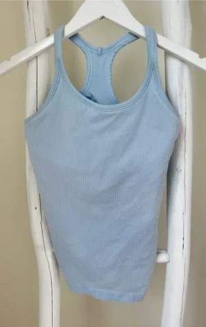 Women’s Light Blue Ribbed Racerback Tank Top Size Medium thumbnail 1