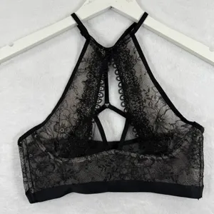 Victoria's Secret Very Sexy Black Floral Lace High Neck‎ Bralette Small thumbnail 1