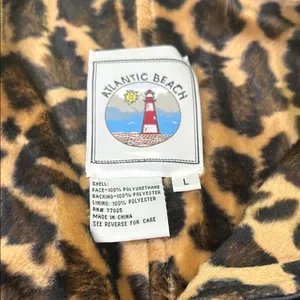 Leopard Print Lined Black Bomber Jacket Size L thumbnail 3