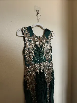 Baltic Born Azura Green Gold Sequin Formal Evening Wedding Guest Gown Dress thumbnail 6