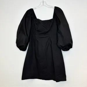 Tuckernuck Pomander Place Square Neck Chloe Mini Dress Black Puff Sleeves Small thumbnail 5