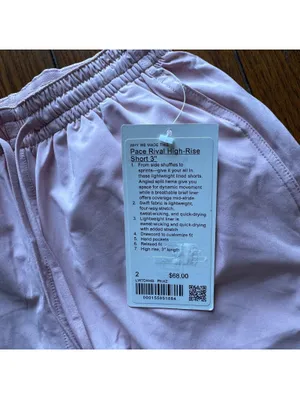 Lululemon Pace Rival Short High Rise 3” Pink Haze Size 2 NWT thumbnail 3