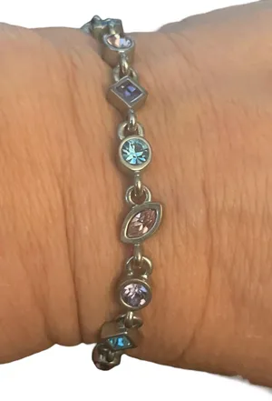 Vintage M4M Multicolor Gemstone Toggle Bracelet Silver thumbnail 2