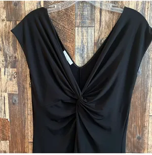 London Times women's black dress with twist in the front size12 16 wide x 44 l thumbnail 3