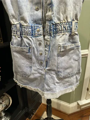 ZARA Light Blue Acid‑Wash Denim Romper – Size XS (Fits Small) thumbnail 3