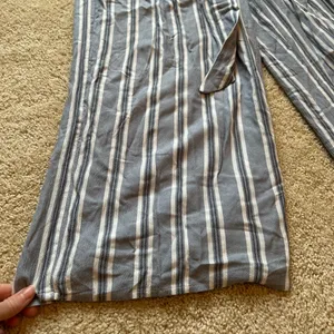 Hollister Ultra High Rise Linen Blue Striped Tie Pants thumbnail 4