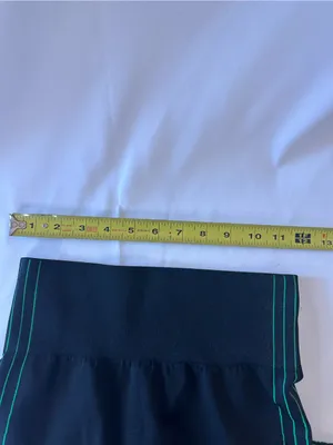 High-Waist Black Leggings with Neon Green Stitching thumbnail 4