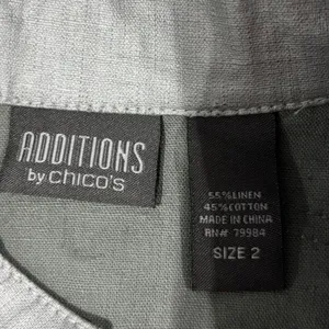 Additions by Chico's Linen Blend Silver Jacket Sz 2 Medium Hook Eye‎ Closure thumbnail 5