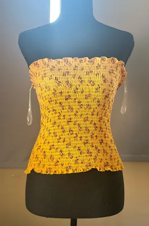 Almost Famous Yellow Smocked Floral Tube Top thumbnail 1