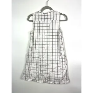 Madewell White Grid Sleeveless Tunic‎ Shirt Dress Women's size XS pockets thumbnail 8